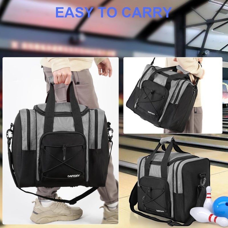 DAFISKY Bowling Ball Bag for Single Ball - Bowling Bag Tote for 1 Ball and Shoes with Padded Holder, 2 Pockets Fits Men & Women bowling Shoes Up To Mens Size 14 - Image 5